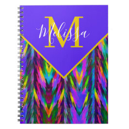 Caderno Espiral Padrão tribal brilhante personalizado em chevron