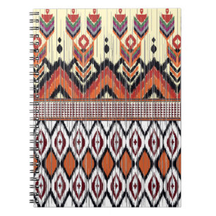 Caderno Espiral Padrão tribal colorido sem costura