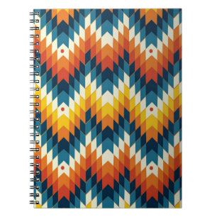 Caderno Espiral Padrão tribal colorido sem costura