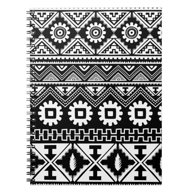 Caderno Espiral Padrão tribal contínuo (Frente)