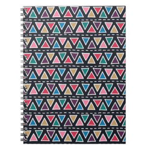 Caderno Espiral padrão tribal desenhado à mão sem descontinuida