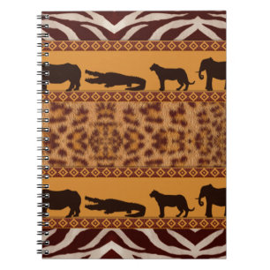 Caderno Espiral Padrão Tribal Moderno de Onça Africana Impressão d