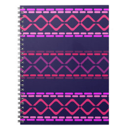Caderno Espiral Padrão Tribal Rosa e Roxo Sem Costura