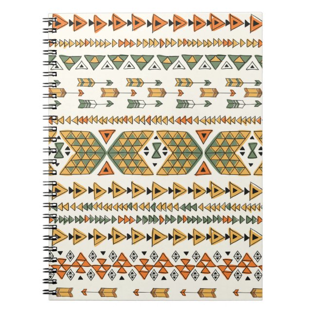 Caderno Espiral Padrão tribal sem descontinuidades 3 (Frente)