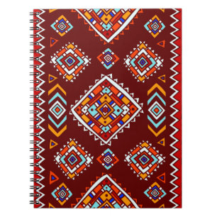 Caderno Espiral Padrão tribal tradicional em estilo étnico