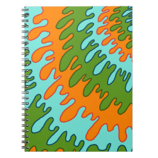 Caderno Espiral Padrão Trippy Green Orange Liquid Stripe Y2K