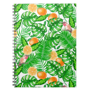 Caderno Espiral Padrão tropical, beija-flores II