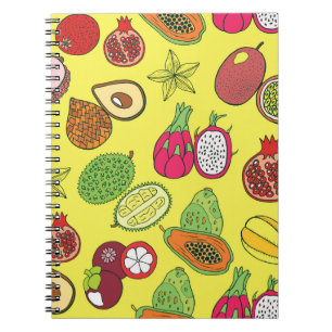 Caderno Espiral Padrão Tropical Exótica Desenhada à Mão