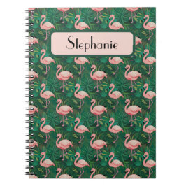 Caderno Espiral Padrão Tropical Flamingo Personalizado