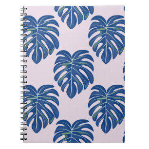 Caderno Espiral Padrão tropical sem costura com folhas. Bonita