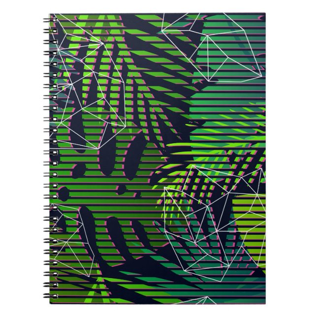 Caderno Espiral Padrão tropical sem costura com plantas tropicais. (Frente)