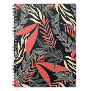 Caderno Espiral Padrão tropical sem costura de Verão com amarelo v