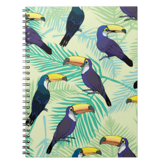 Caderno Espiral padrão tucano, vintage, ilustração