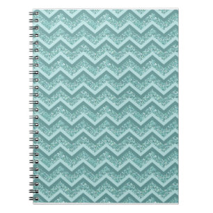 Caderno Espiral Padrão Turquesa Glitter ZigZag