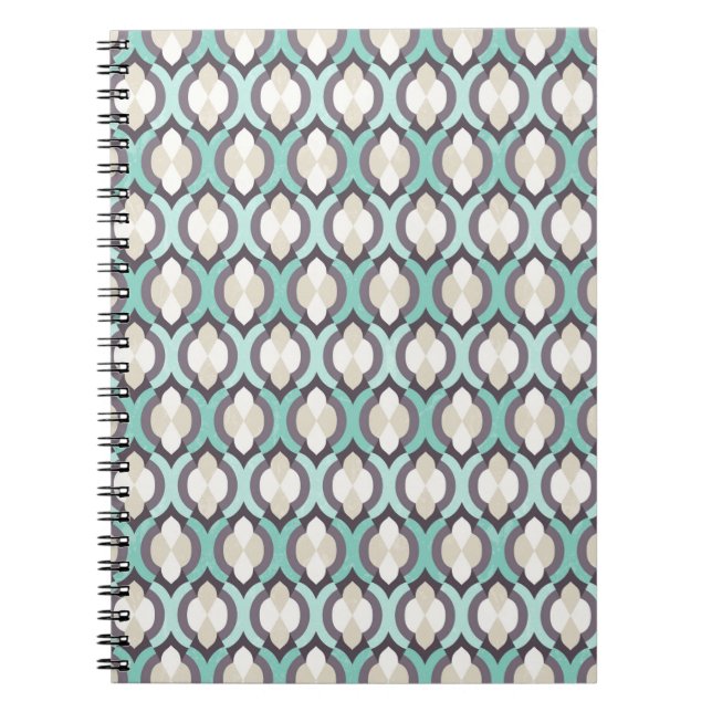 Caderno Espiral Padrão Turquesa Marroquino (Frente)