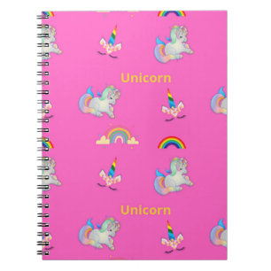 Caderno Espiral Padrão Unicorn a rosa