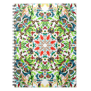 Caderno Espiral padrão uniforme com ornamento floral brilhante. Vi