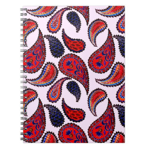 Caderno Espiral Padrão uniforme criativo com paisley desenhado à m