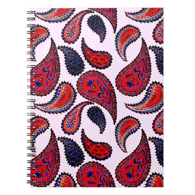 Caderno Espiral Padrão uniforme criativo com paisley desenhado à m (Frente)