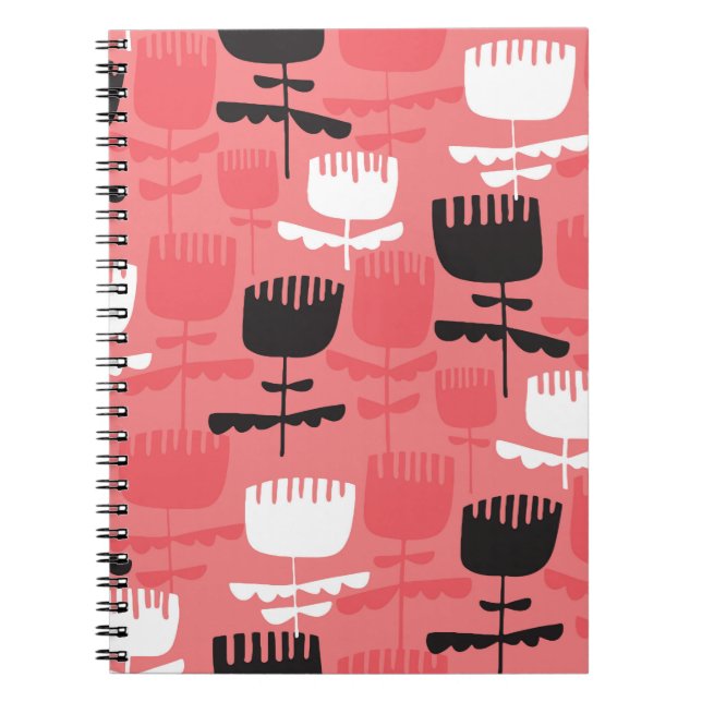 Caderno Espiral padrão uniforme das flores de abstrato tulipa (Frente)