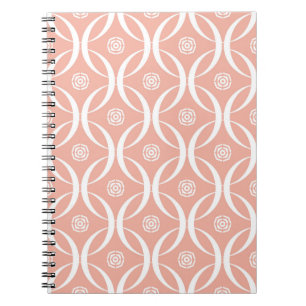 Caderno Espiral Padrão uniforme de abstrato de cor rosa de flor de