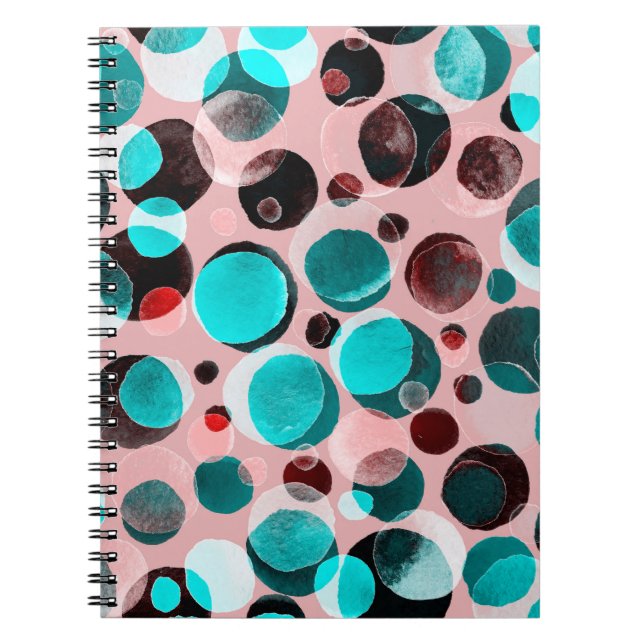 Caderno Espiral Padrão uniforme de aquarela com bolinhas (Frente)