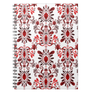 Caderno Espiral Padrão uniforme de aquarela com ikat. Tie dye wat