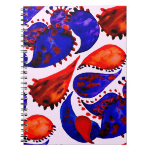 Caderno Espiral Padrão uniforme de aquarela com paisley. Abstrato