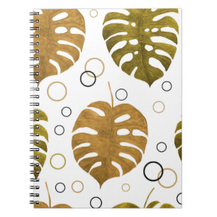 Caderno Espiral Padrão uniforme de aquarela com tropicais exótic
