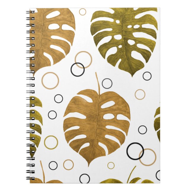 Caderno Espiral Padrão uniforme de aquarela com tropicais exóticos (Frente)