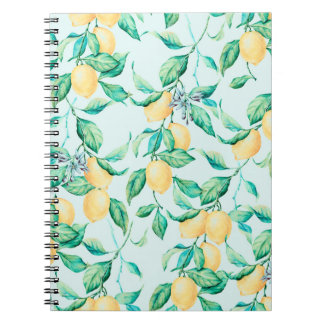 Caderno Espiral Padrão uniforme de aquarela de limão