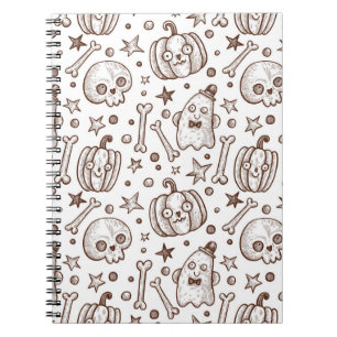 Caderno Espiral padrão uniforme de colheita com elementos do Hall
