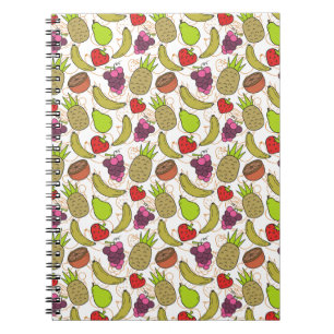 Caderno Espiral padrão uniforme de fruta   Padrão da superfície