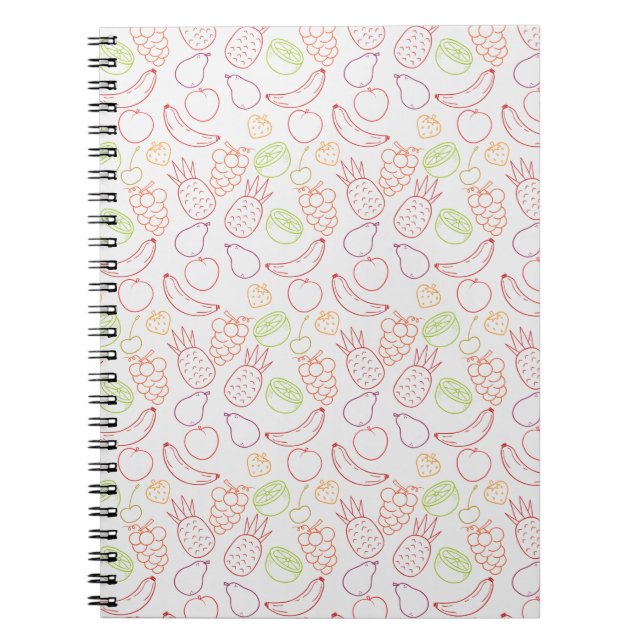 Caderno Espiral padrão uniforme de fruta | Padrão da superfície da (Frente)