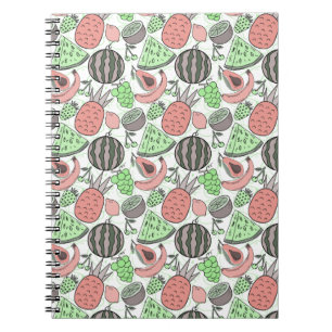 Caderno Espiral padrão uniforme de fruta   padrão da superfície da