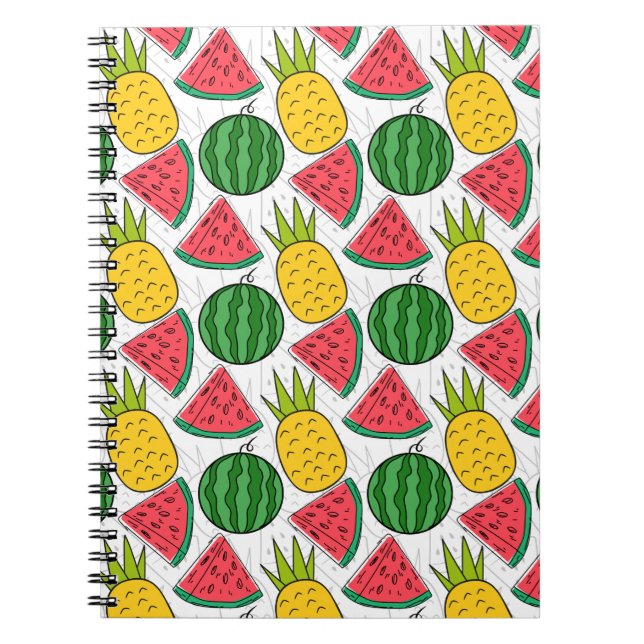 Caderno Espiral padrão uniforme de fruta | Padrão da superfície da (Frente)