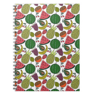 Caderno Espiral padrão uniforme de fruta Padrão da superfície da