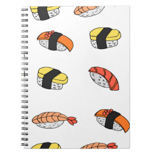 Caderno Espiral padrão uniforme de Sushi