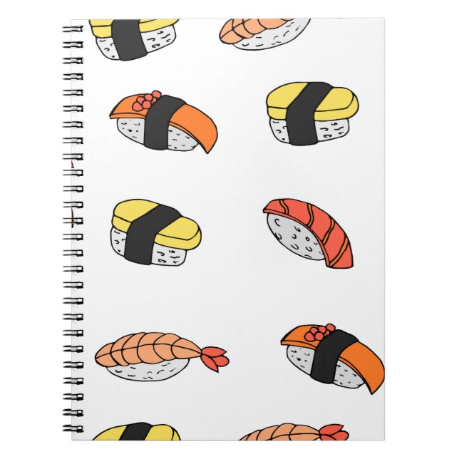 Caderno Espiral padrão uniforme de Sushi (Frente)