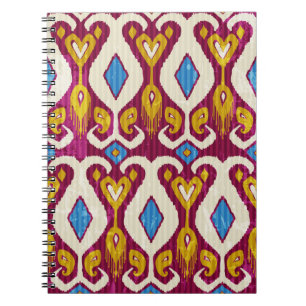 Caderno Espiral Padrão uniforme do tecido ikat tradicional