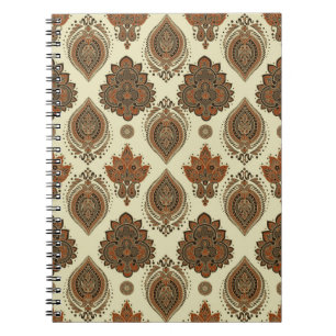 Caderno Espiral Padrão uniforme ploral. Ilustração Vintage