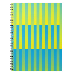 Caderno Espiral Padrão verde amarelo azul riscado