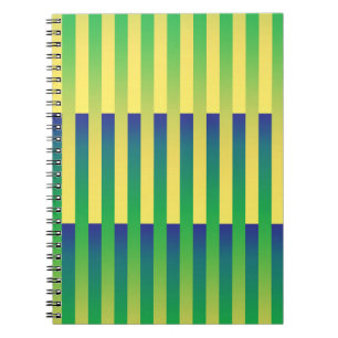 Caderno Espiral Padrão Verde Amarelo Azul Striped