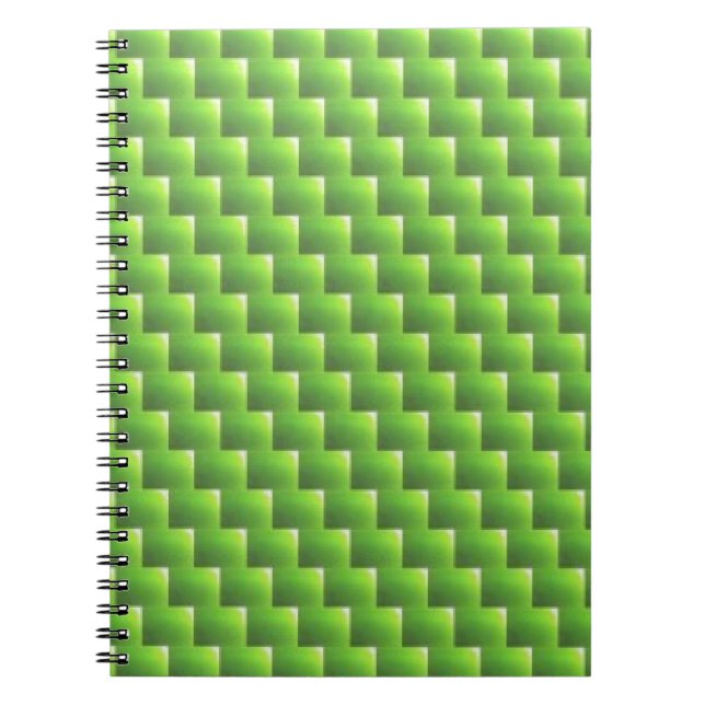 Caderno Espiral padrão verde claro de wicker, artesanatos de verão (Frente)
