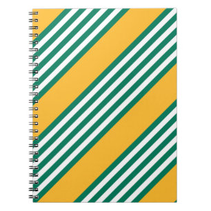 Caderno Espiral Padrão verde e branco de cinco faixas com amarelo