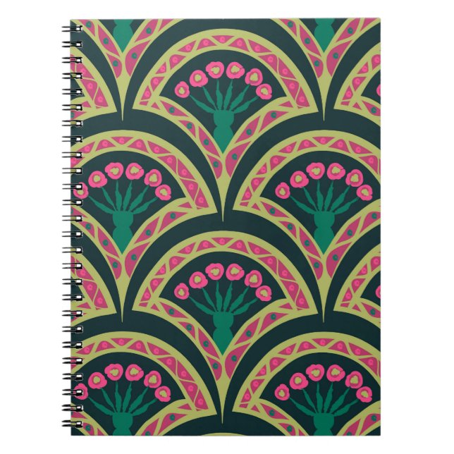 Caderno Espiral padrão verde em forma de concha (Frente)