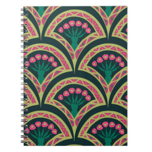 Caderno Espiral padrão verde em forma de shell