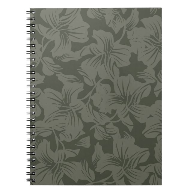 Caderno Espiral Padrão verde Floral sem soldadura abstrato (Frente)