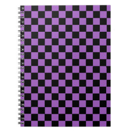 Caderno Espiral Padrão verificado em lavanda e preto