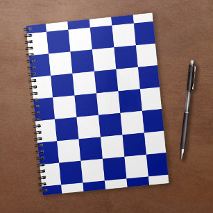 Caderno Espiral Padrão Verificado Real Azul e Branco
